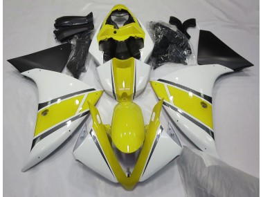 2009-2011 Glänzend Weiß & Gelb Yamaha R1 Motorrad Verkleidungen