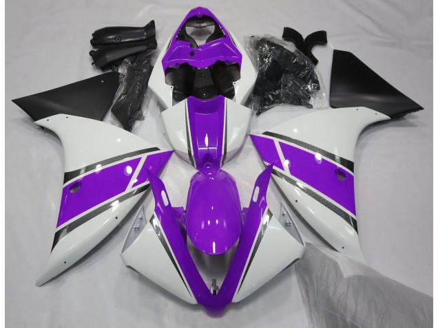 2009-2011 Glänzend Weiß & Lila Yamaha R1 Motorrad Verkleidungen