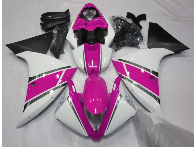 2009-2011 Glänzend Weiß & Pink Yamaha R1 Motorrad Verkleidungen