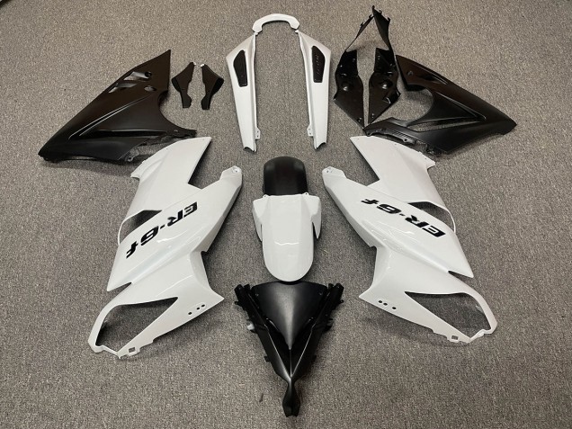 2009-2011 Weiß Schwarz Logo Kawasaki Ninja 650R Motorrad Verkleidungen 2009-2011 Weiß Schwarz Logo Kawasaki Ninja 650R Motorrad Verkleidungen