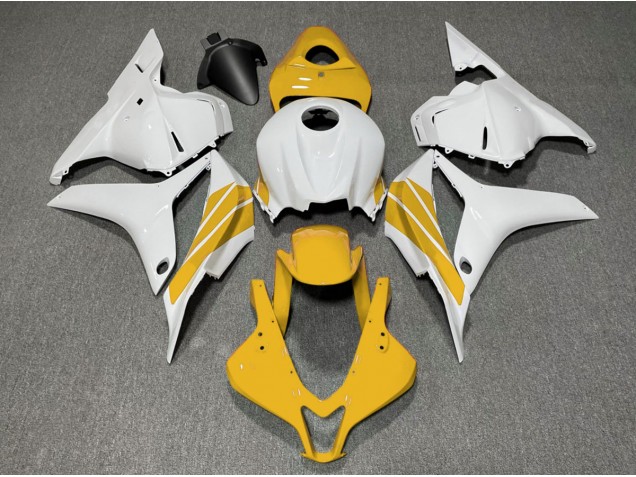 2009-2012 Gelber & Weißer Seitenstreifen Honda CBR600RR Motorrad Verkleidungen