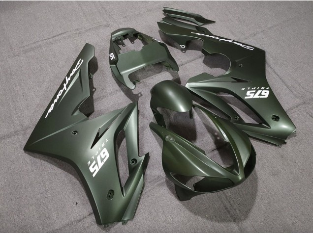 2009-2012 Matt Grün Weiß Triumph Daytona 675 Motorrad Verkleidungen