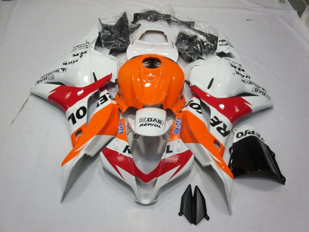 2009-2012 Weiß Orange Repsol Honda CBR600RR Motorrad Verkleidungen