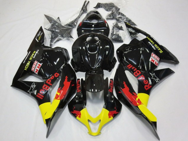 2009-2012 Rot Bull Schwarz Glänzend Honda CBR600RR Motorrad Verkleidungen 2009-2012 Rot Bull Schwarz Glänzend Honda CBR600RR Motorrad Verkleidungen