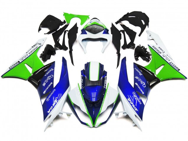 2009-2012 Tiefes Blau Grün & Weiß Kawasaki ZX6R Motorrad Verkleidungen 2009-2012 Tiefes Blau Grün & Weiß Kawasaki ZX6R Motorrad Verkleidungen