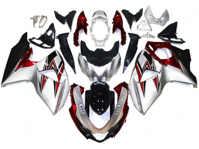 2009-2016 Silber Mit Roten Akzenten Suzuki GSXR 1000 Motorrad Verkleidungen