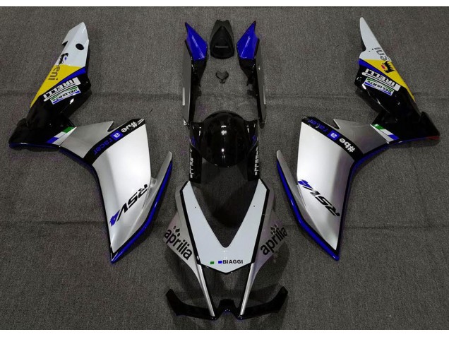 2010-2015 Silber Pirelli & Blau Aprilia RSV4 1000 Motorrad Verkleidungen