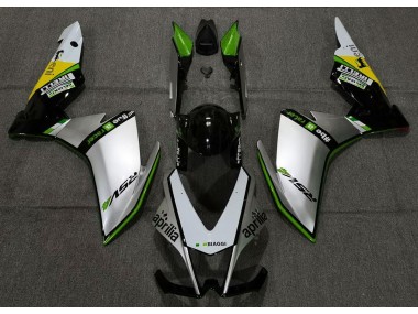 2010-2015 Silber Pirelli & Grün Aprilia RSV4 1000 Motorrad Verkleidungen