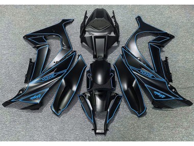 2011-2015 Matt Schwarzes & Blaues Futter Kawasaki ZX10R Motorrad Verkleidungen