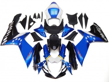 2011-2024 Blauer Stil Mit Roten Sternen Suzuki GSXR 600-750 Motorrad Verkleidungen