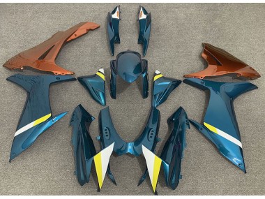 2011-2024 Glänzend Hellblau & Orange Suzuki GSXR 600-750 Motorrad Verkleidungen