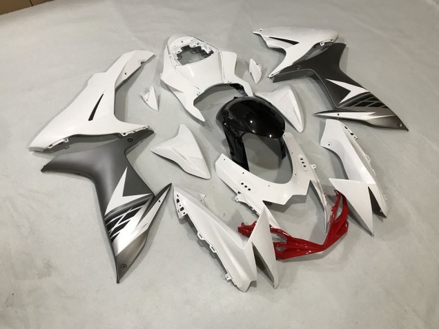 2011-2024 Glänzend Weiß & Matt Silber Suzuki GSXR 600-750 Motorrad Verkleidungen