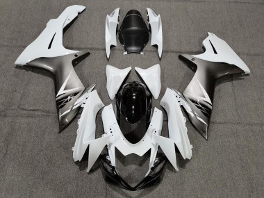 2011-2024 Glänzend Weiß & Silber Stil Suzuki GSXR 600-750 Motorrad Verkleidungen