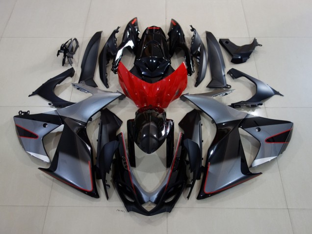 2011-2024 Glänzendes Grau/Schwarz Mit Rot Suzuki GSXR 600-750 Motorrad Verkleidungen