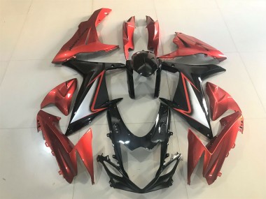 2011-2024 Glänzendes Schwarz & Leuchtendes Orange Suzuki GSXR 600-750 Motorrad Verkleidungen
