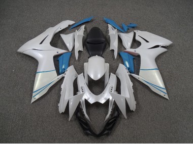 2011-2024 Perlweiß & Hellblau Suzuki GSXR 600-750 Motorrad Verkleidungen