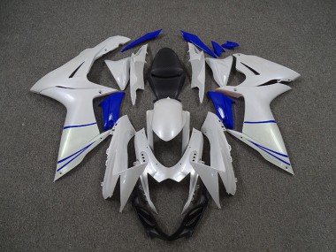 2011-2024 Perlweiß & Tiefes Blau Suzuki GSXR 600-750 Motorrad Verkleidungen