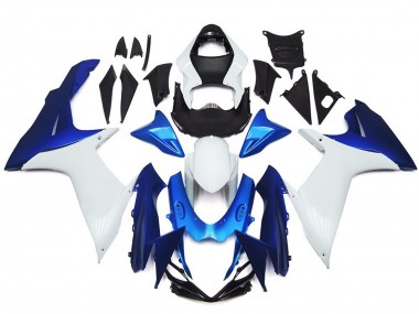2011-2024 Schlichte Weißes & Blaues Stil Kit Suzuki GSXR 600-750 Motorrad Verkleidungen