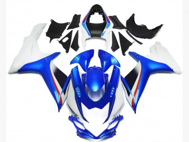 2011-2024 Tiefes Blau & Glänzender Weißstil Suzuki GSXR 600-750 Motorrad Verkleidungen