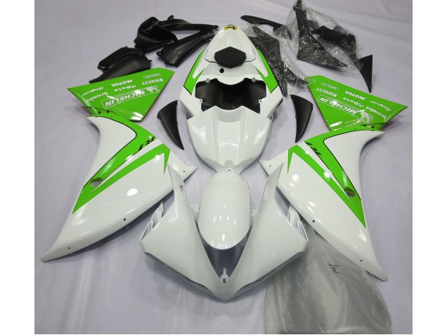 2012-2014 Glänzend Weiß & Grün Yamaha R1 Motorrad Verkleidungen
