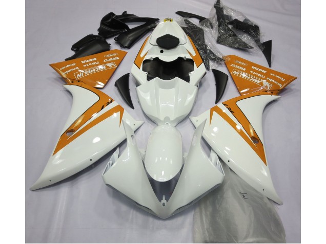 2012-2014 Glänzend Weiß & Orange Yamaha R1 Motorrad Verkleidungen