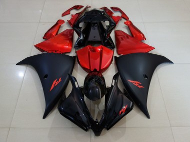 2012-2014 Matt Schwarz & Feuerrot Yamaha R1 Motorrad Verkleidungen