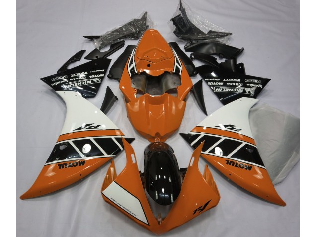 2012-2014 Orange Glänzend Silber & Schwarz Yamaha R1 Motorrad Verkleidungen