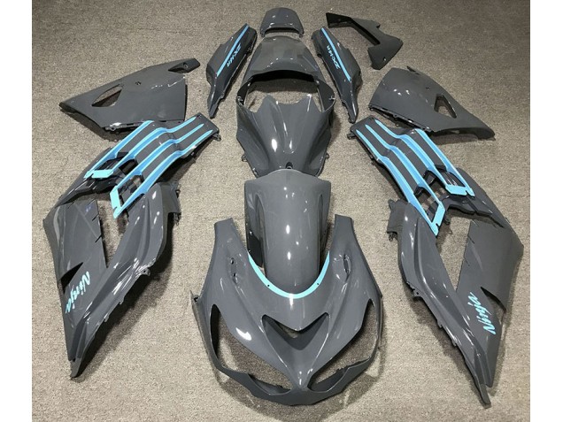 2012-2021 Glänzend Grau & Hellblau Kawasaki ZX14R Motorrad Verkleidungen