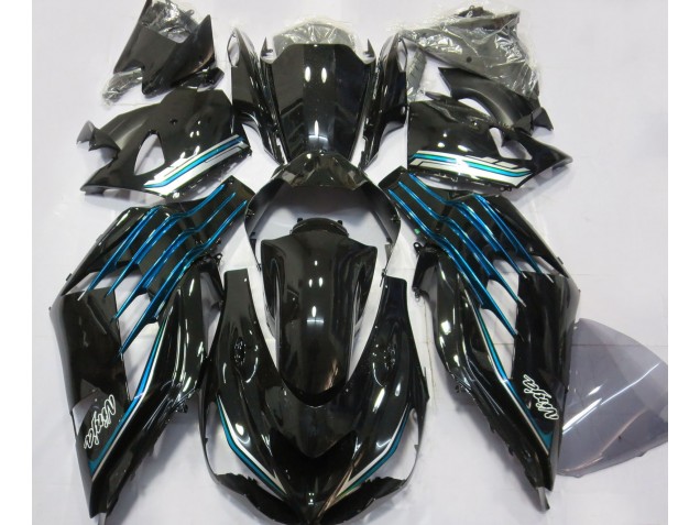 2012-2021 Schwarz Glänzend & Hellblau Kawasaki ZX14R Motorrad Verkleidungen