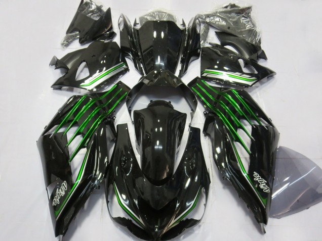 2012-2021 Schwarz Glänzend Mit Grün Kawasaki ZX14R Motorrad Verkleidungen 2012-2021 Schwarz Glänzend Mit Grün Kawasaki ZX14R Motorrad Verkleidungen