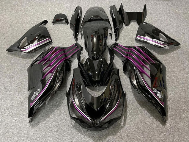 2012-2021 Schwarz Glänzend & Pink Kawasaki ZX14R Motorrad Verkleidungen