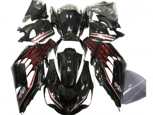 2012-2021 Schwarz Glänzend & Rot Kawasaki ZX14R Motorrad Verkleidungen 2012-2021 Schwarz Glänzend & Rot Kawasaki ZX14R Motorrad Verkleidungen