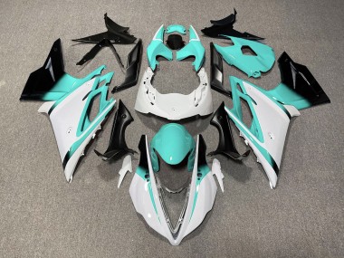 2013-2016 Glänzend Weiß & Blaugrün Triumph Daytona 675 Motorrad Verkleidungen