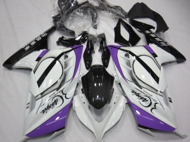 2013-2018 Glänzend Weiß & Lila Kawasaki Ninja 300 Motorrad Verkleidungen