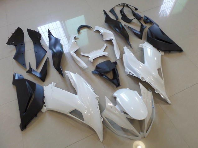 2013-2018 Glänzend Weiß Schwarz Kawasaki ZX6R Motorrad Verkleidungen