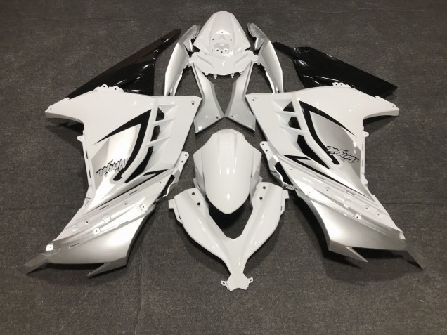2013-2018 Glänzend Weiß & Silber Kawasaki Ninja 300 Motorrad Verkleidungen