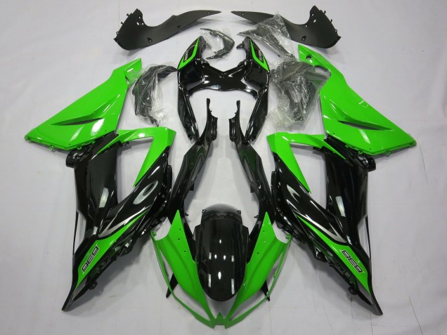 2013-2018 Schlichte Glänzend Schwarz Grün Kawasaki ZX6R Motorrad Verkleidungen