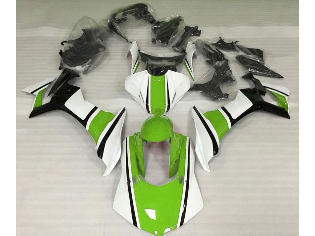 2015-2019 Glänzend Weiß Grün & Schwarz Yamaha R1 Motorrad Verkleidungen