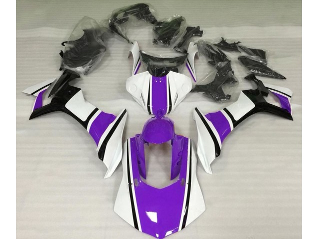 2015-2019 Glänzend Weiß Lila & Schwarz Yamaha R1 Motorrad Verkleidungen