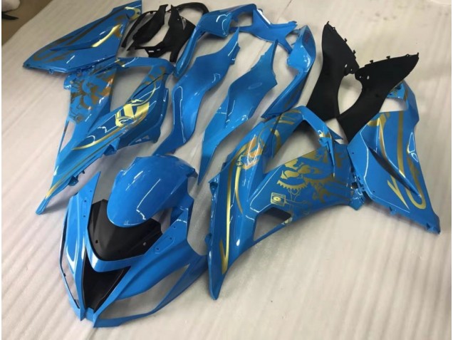 2016-2019 Glänzend Blau Mit Gold Kawasaki ZX10R Motorrad Verkleidungen 2016-2019 Glänzend Blau Mit Gold Kawasaki ZX10R Motorrad Verkleidungen