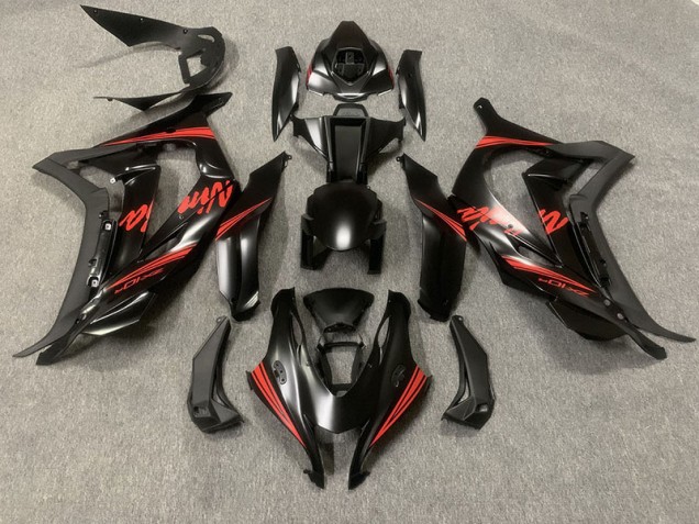 2016-2019 Matt Schwarz Mit Rot Kawasaki ZX10R Motorrad Verkleidungen