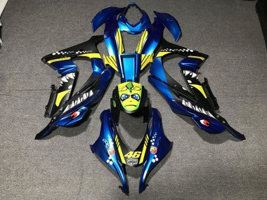 2016-2019 Metallisch Blauer Hai Kawasaki ZX10R Motorrad Verkleidungen