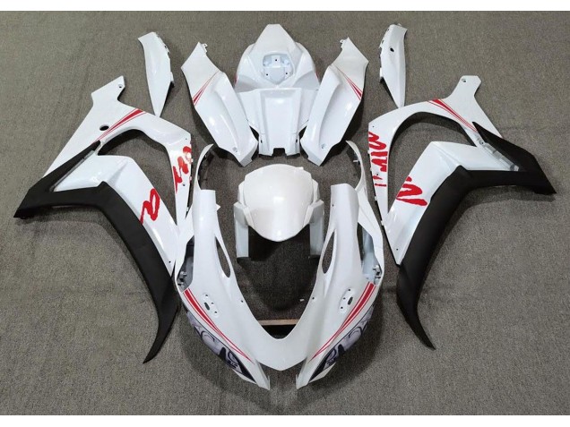 2016-2019 Perlweiß & Rot Logos Kawasaki ZX10R Motorrad Verkleidungen
