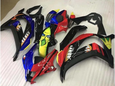 2016-2019 Rot & Blau-Gelber Hai Kawasaki ZX10R Motorrad Verkleidungen