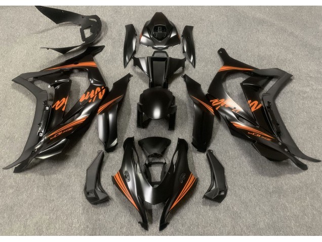 2016-2019 Satinschwarz & Orange Kawasaki ZX10R Motorrad Verkleidungen