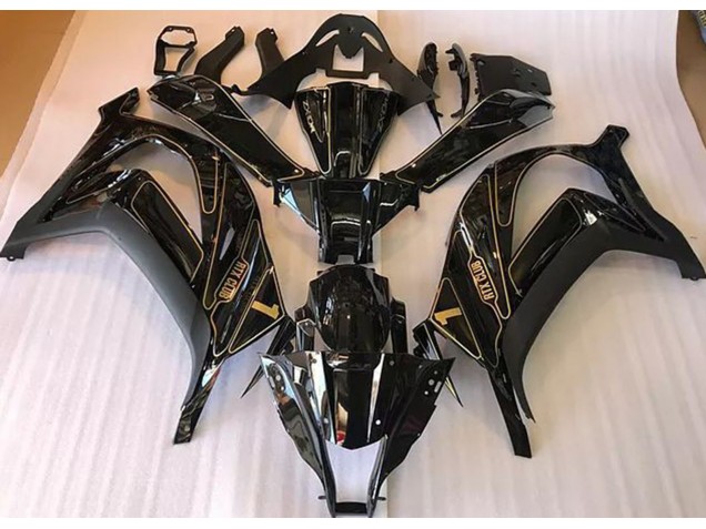 2016-2019 Schwarz & Gold Kawasaki ZX10R Motorrad Verkleidungen