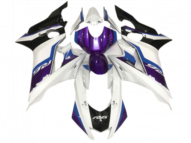 2017-2021 Lila & Glänzend Weiß Yamaha R6 Motorrad Verkleidungen