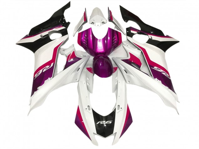 2017-2021 Pink & Glänzend Weiß Yamaha R6 Motorrad Verkleidungen