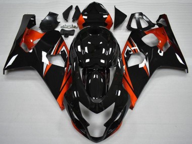 Suzuki GSXR 600/750 Motorrad Verkleidung 2004-2005 - Glanzendes Schwarz Rot Streifen
