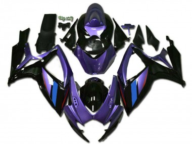 Suzuki GSXR 600/750 Motorrad Verkleidung 2006-2007 - Lila Blau Glanzendes Schwarz Streifen